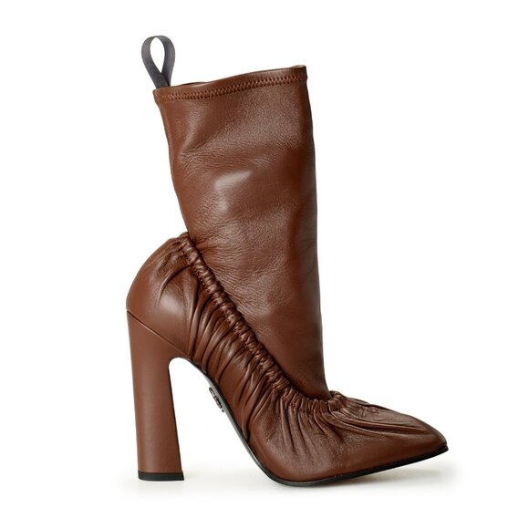 Scuderia Ferrari Women's Chocolate Brown Leather Heeled Booties Shoes US 6 IT 36 - Picture 4 of 8